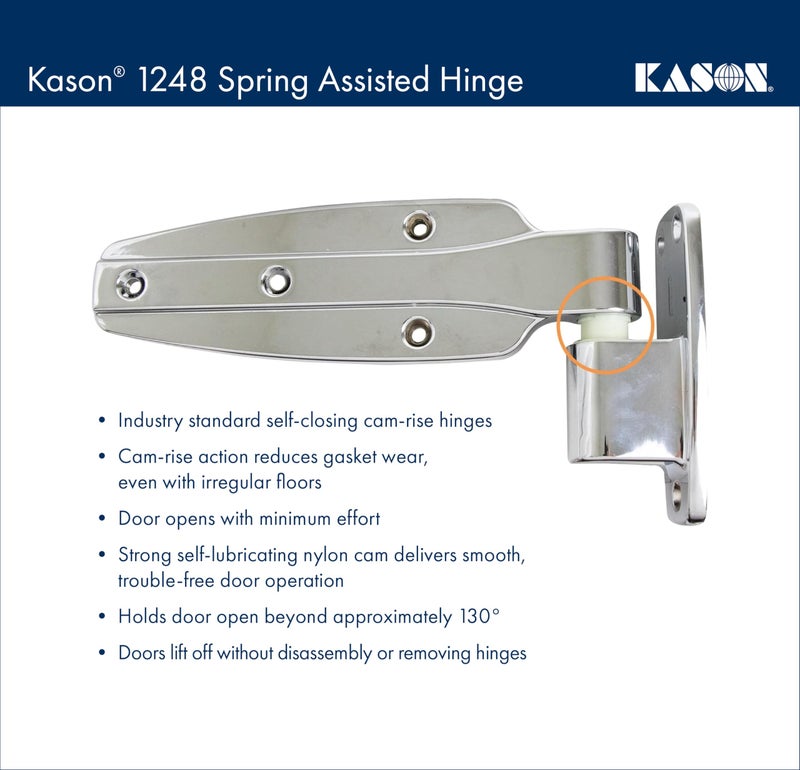 Kason 1248 Spring Assisted Hinge, 2 Inch Offset, Polished Chrome Finish, 11248000030 - Image 5